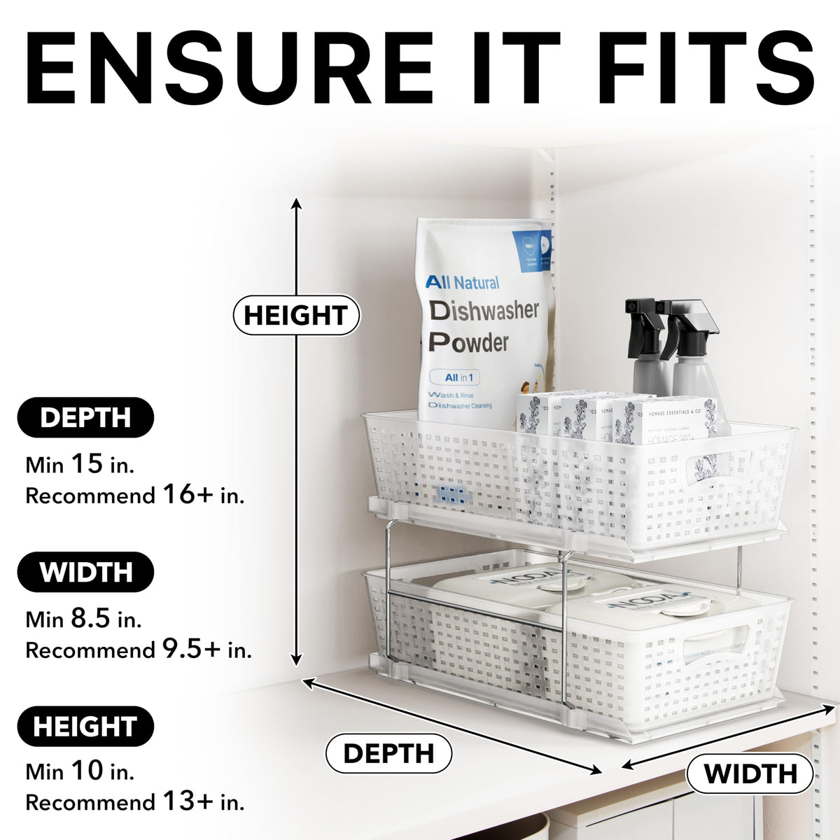 Simple Houseware no-tools assembly saves time and maximizes space.
