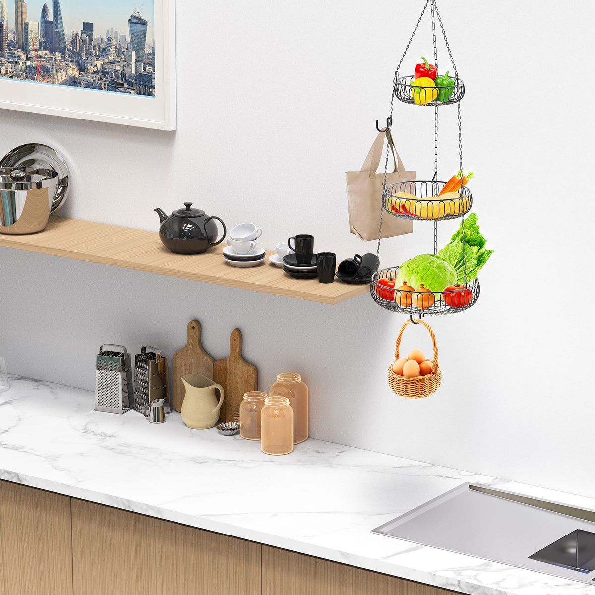 Simple Houseware oblate black finish adds sleek style to kitchen.