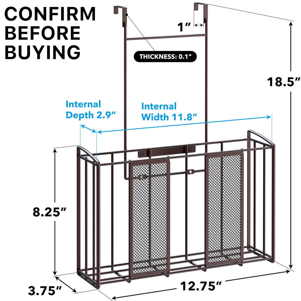 Simple Houseware bronze mesh basket inside showing organized storage