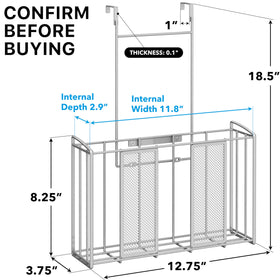 Simple Houseware over-cabinet-door-organizer mesh detail shows durable, visible storage in silver.