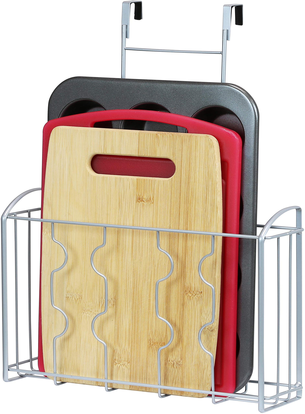 Simple Houseware over-cabinet door organizer, front view, space-saving kitchen storage.