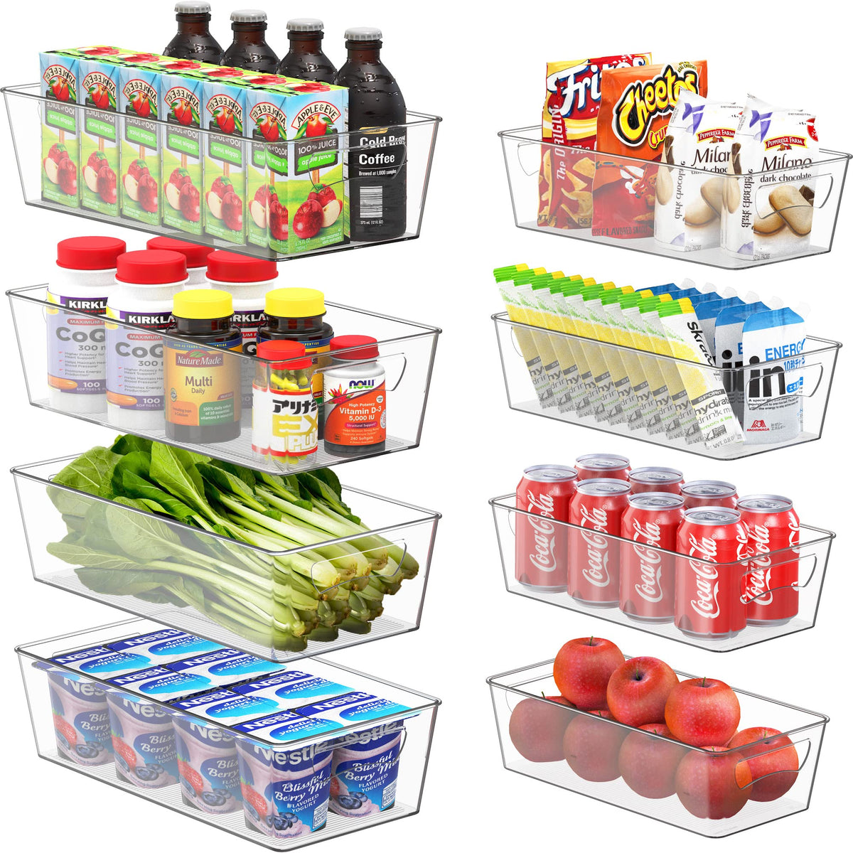 Simple Houseware large pantry bin front view for crystal-clear fridge organization