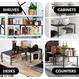 Simple Houseware perforated steel shelves offer sturdy support.