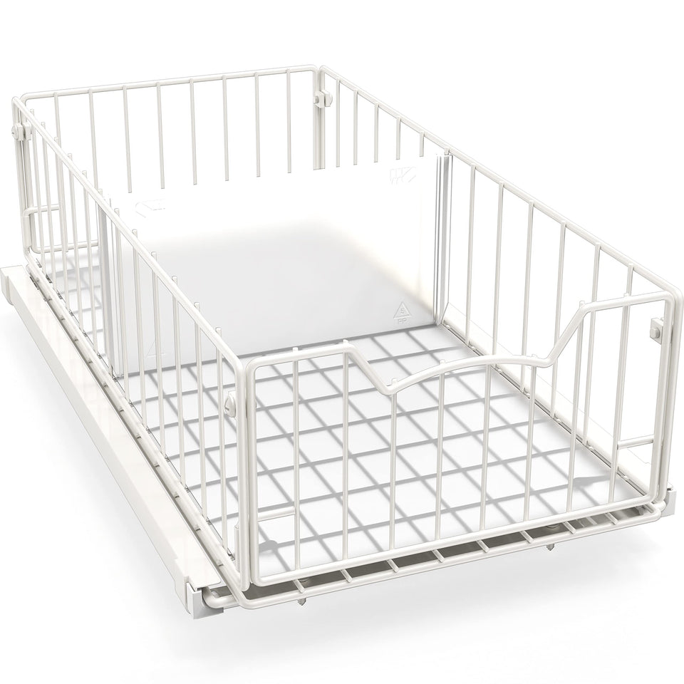 Simple Houseware pull-out basket front view for easy kitchen cabinet access.
