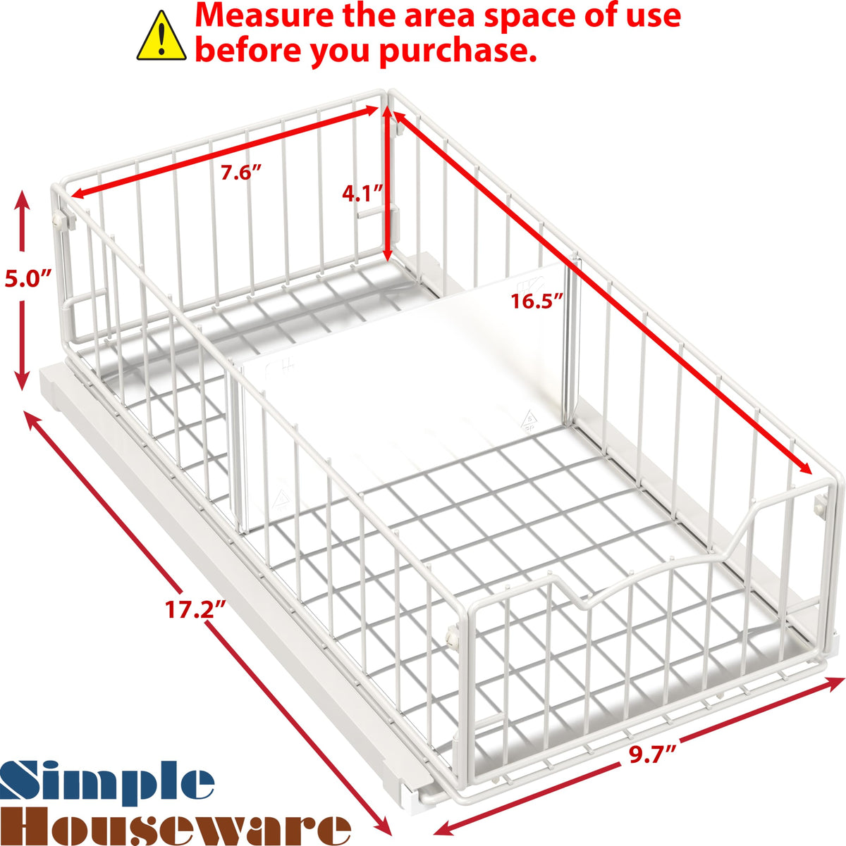 Simple Houseware pull-out basket side view highlighting organized under-sink storage.