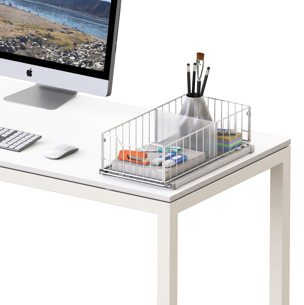 Simple Houseware cabinet sliding basket installed for quick access and visibility.