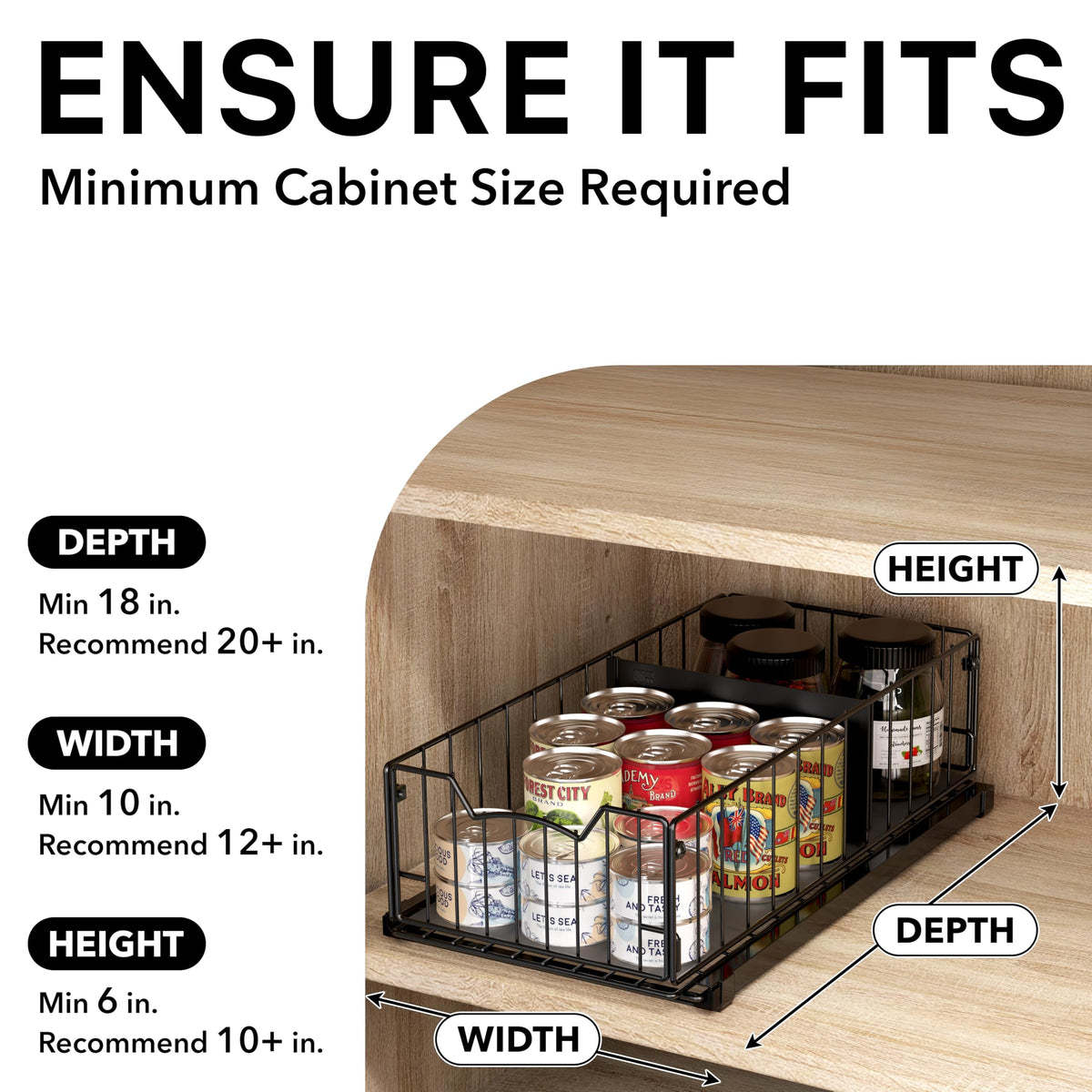 Simple Houseware pull-out organizer installed in a cabinet for organized storage