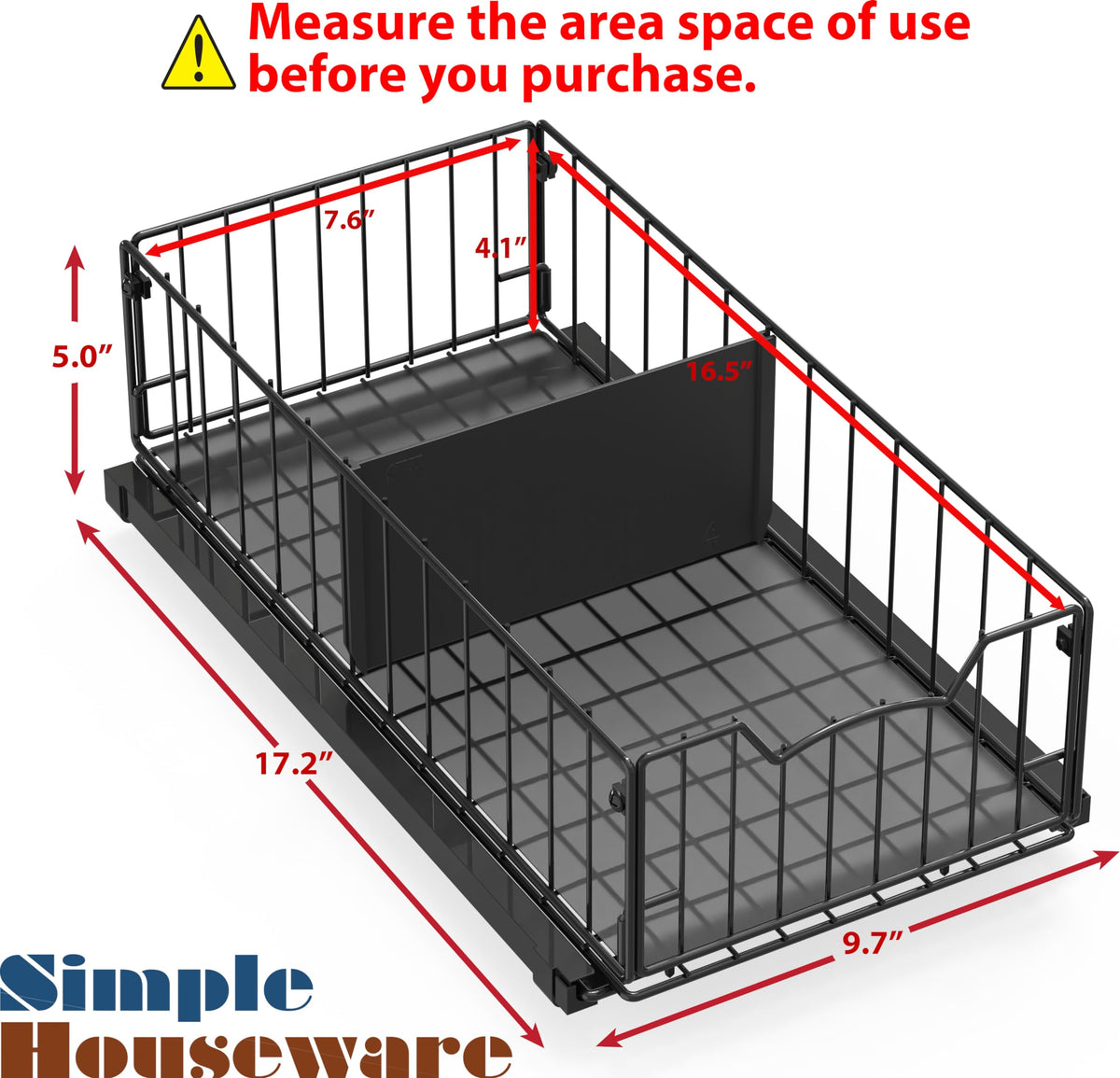 Simple Houseware pull-out organizer side view highlights slim profile for tight spaces