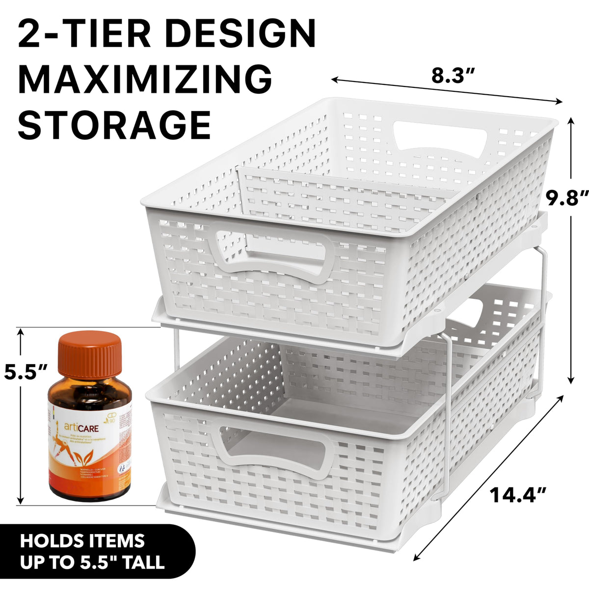 Simple Houseware pull-out drawer under sink for easy toiletries access