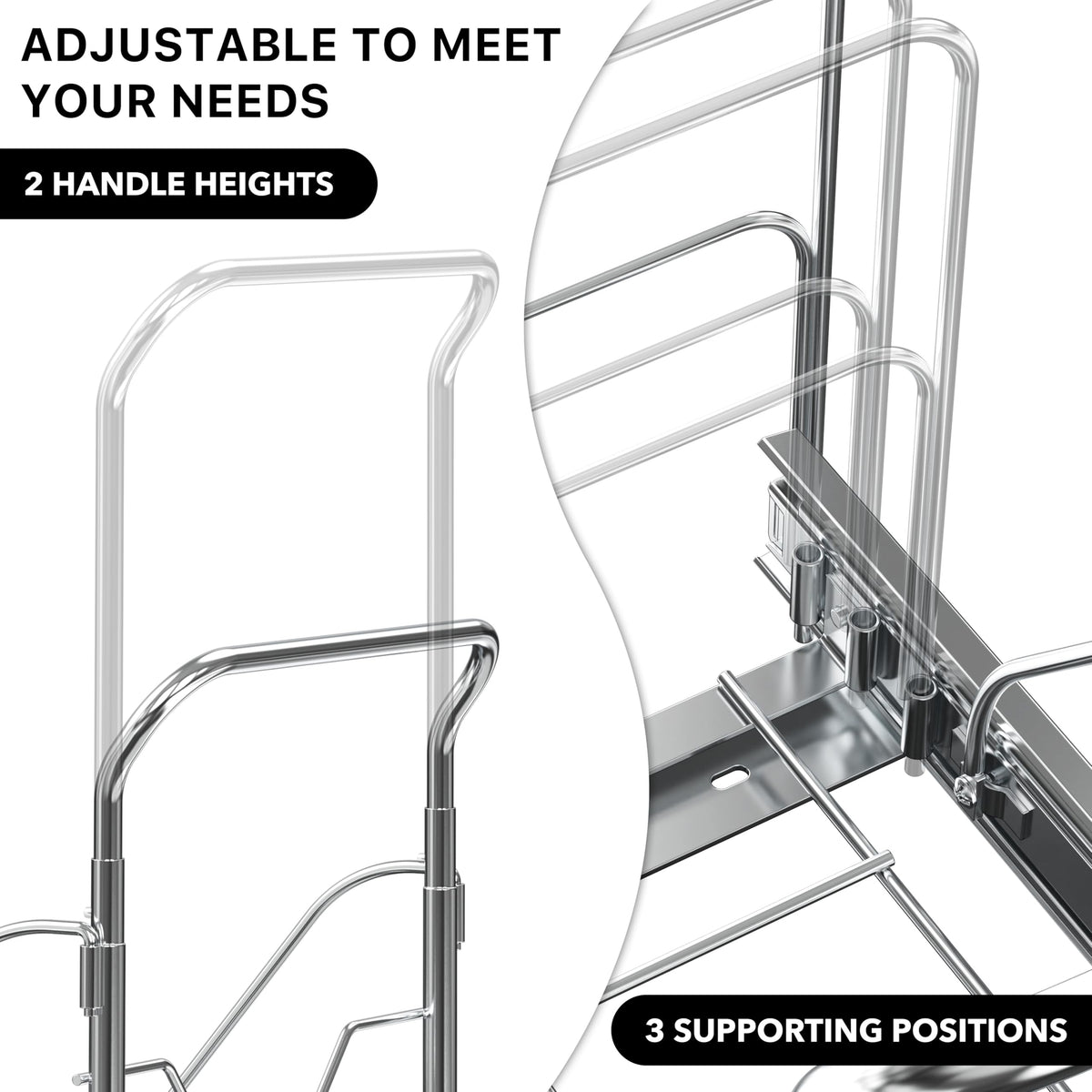 Simple Houseware rear-bin support with multiple positions.
