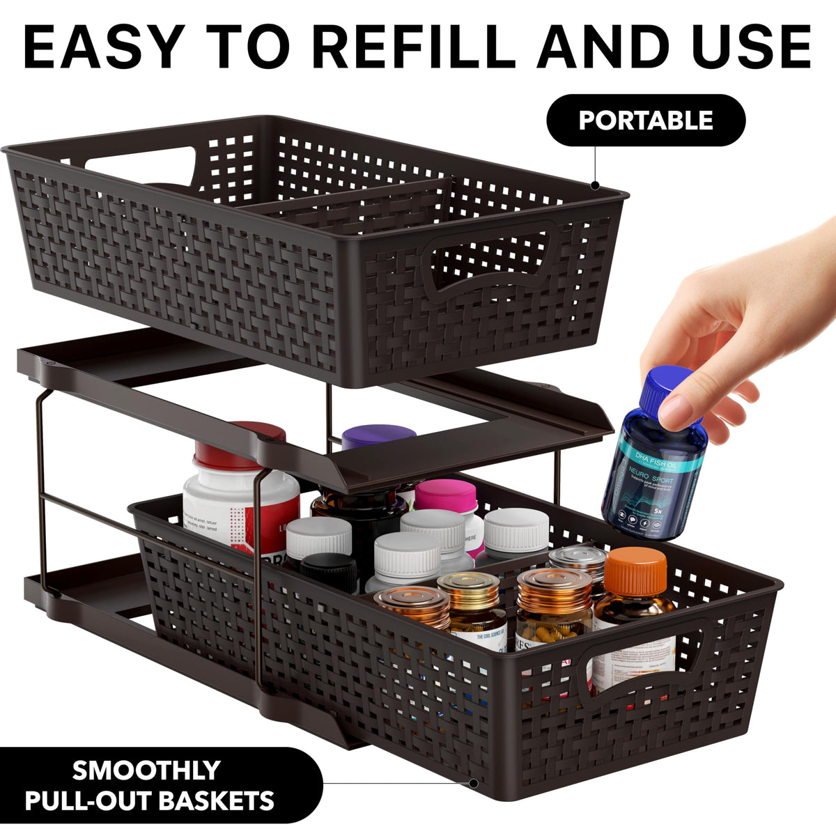 Removable baskets of Simple Houseware for refilling or standalone use
