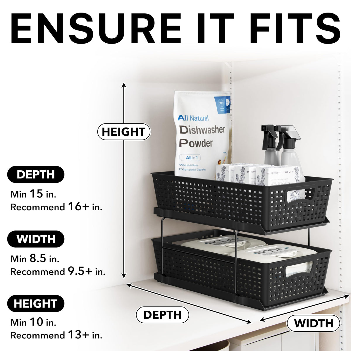 Removable baskets from Simple Houseware for easy refills