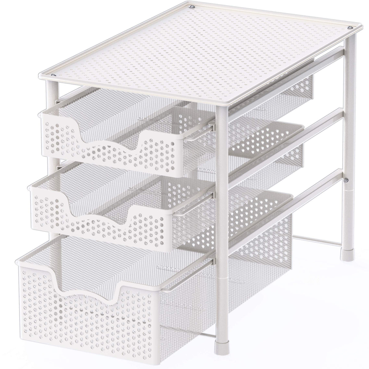 Simple Houseware sliding basket drawer open shows easy access in small spaces.