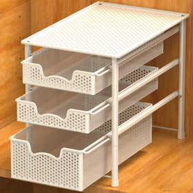 Simple Houseware sliding basket top surface offers extra kitchen storage space.