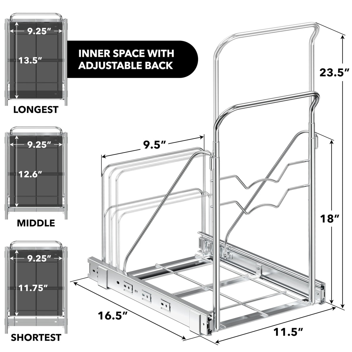 Simple Houseware sliding rails chrome finish for durable daily use.