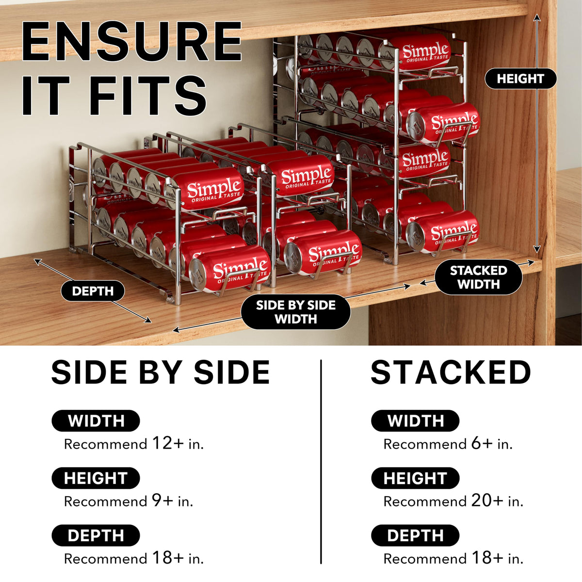 Simple Houseware slim stackable storage fits tight spaces and expands storage.