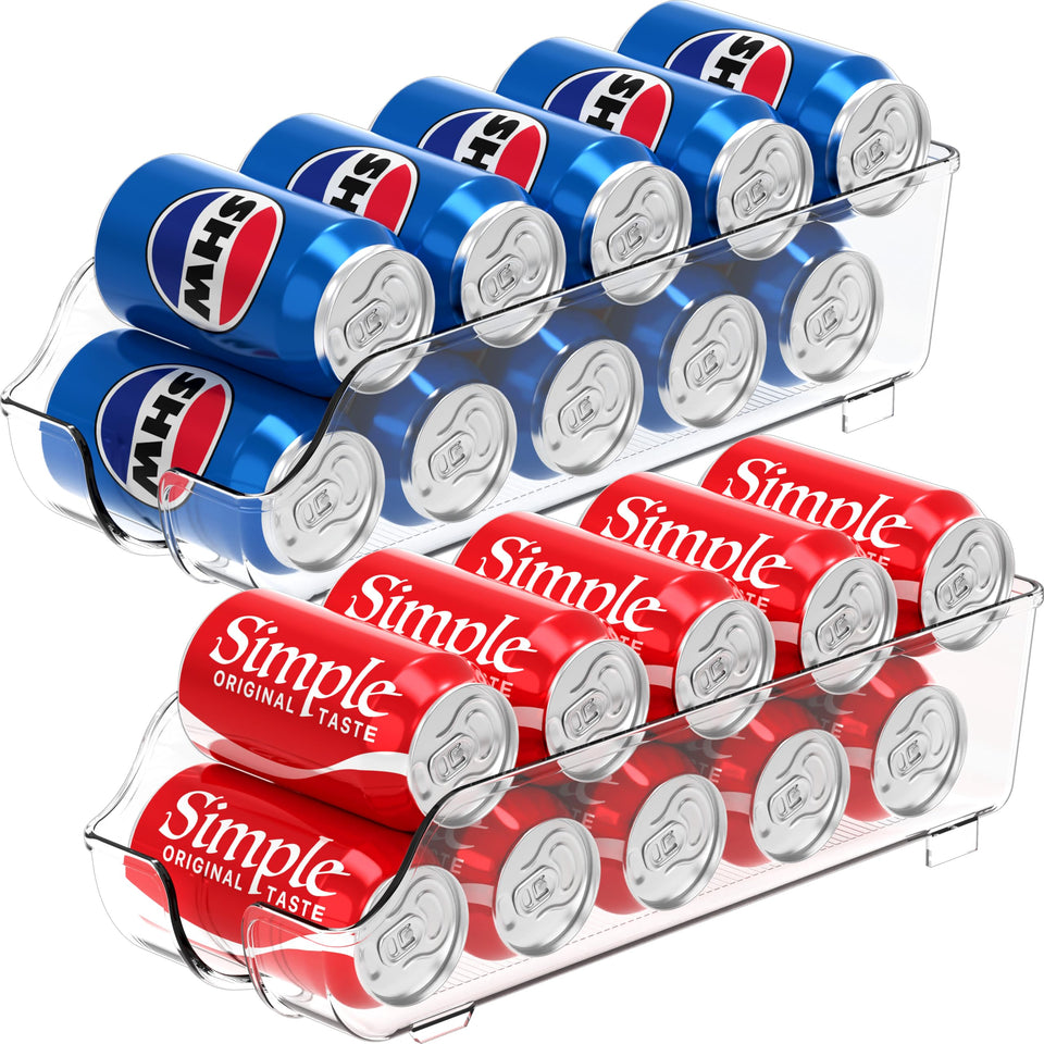 Simple Houseware Soda Can Organizer clear front view for quick access to drinks