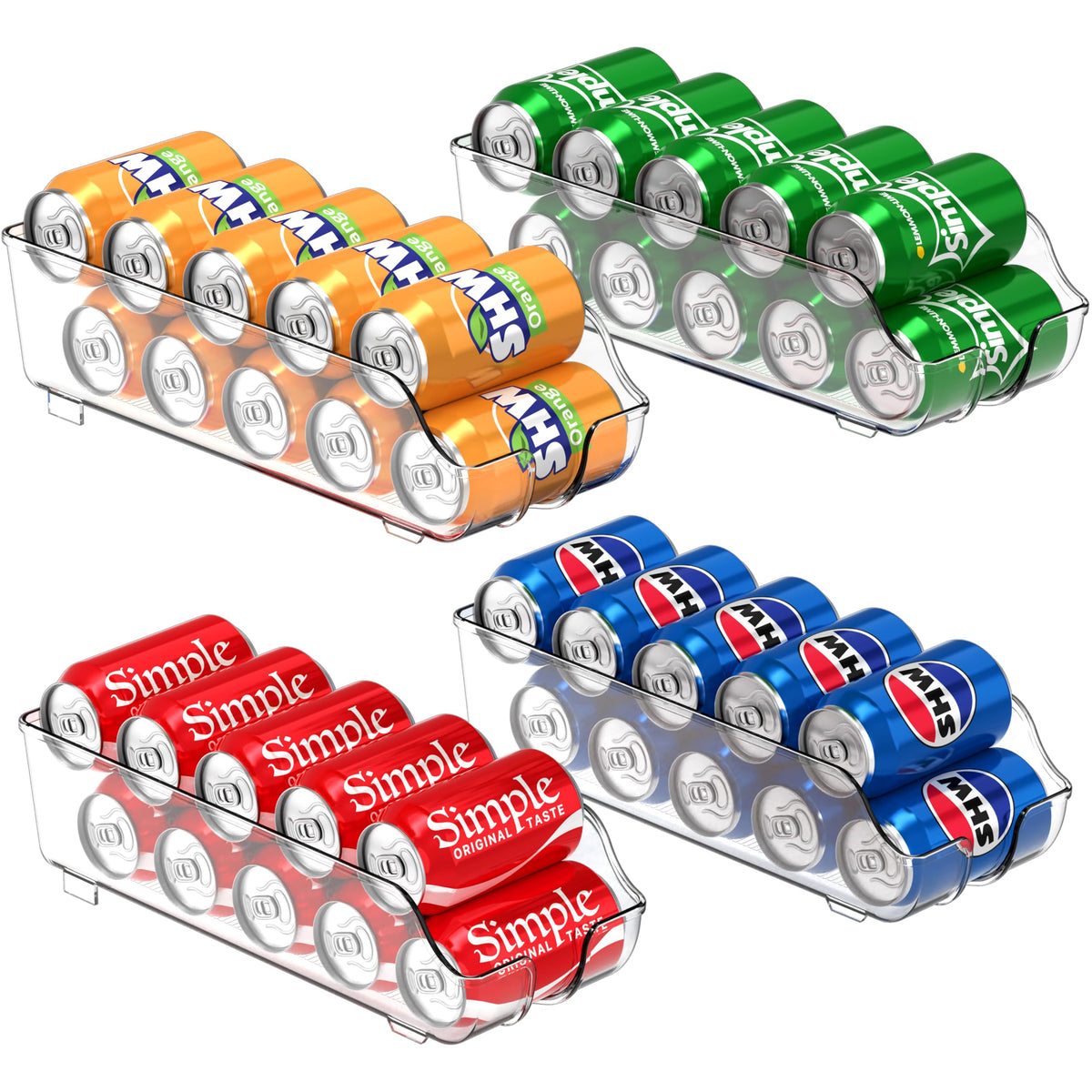 Simple Houseware soda can organizer front view for easy selection.