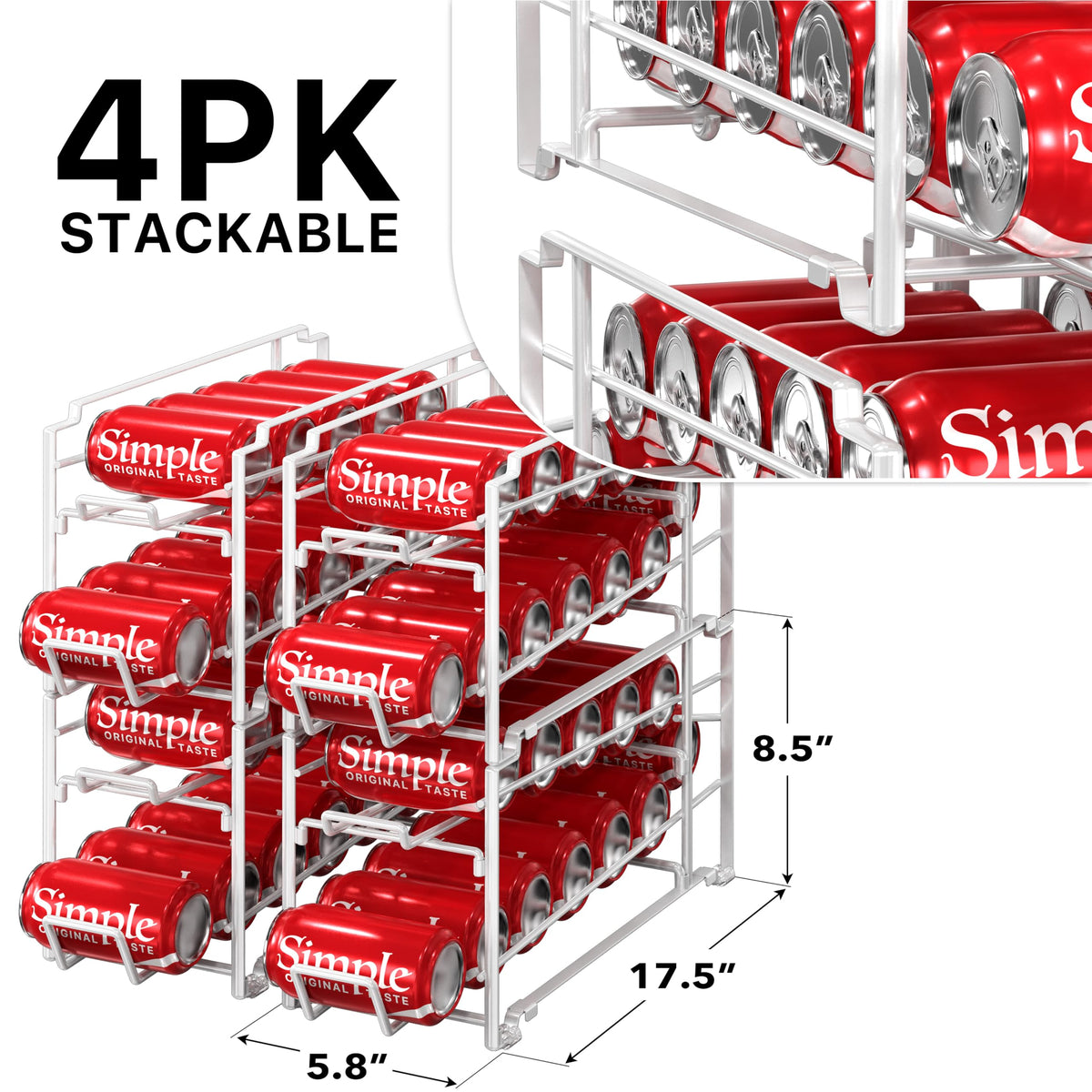 Simple Houseware soda can organizer rack closeup metal frame for durable design.