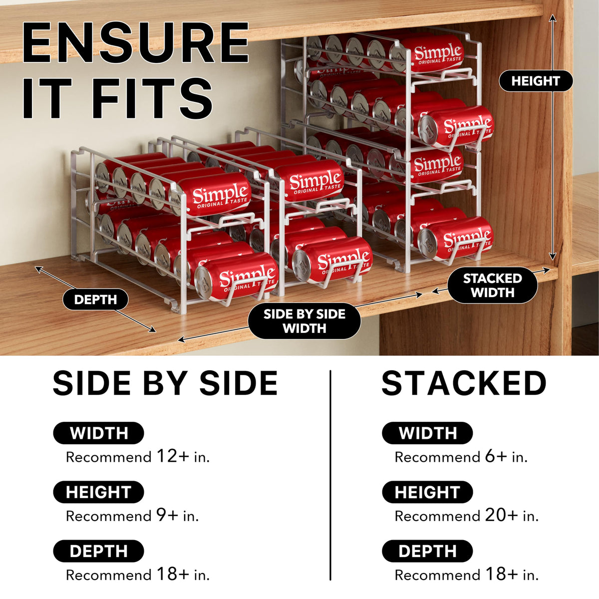 Simple Houseware soda can organizer rack sloped design enables easy access.