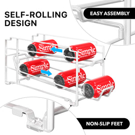Simple Houseware soda can organizer rack stackable design saves shelf space.