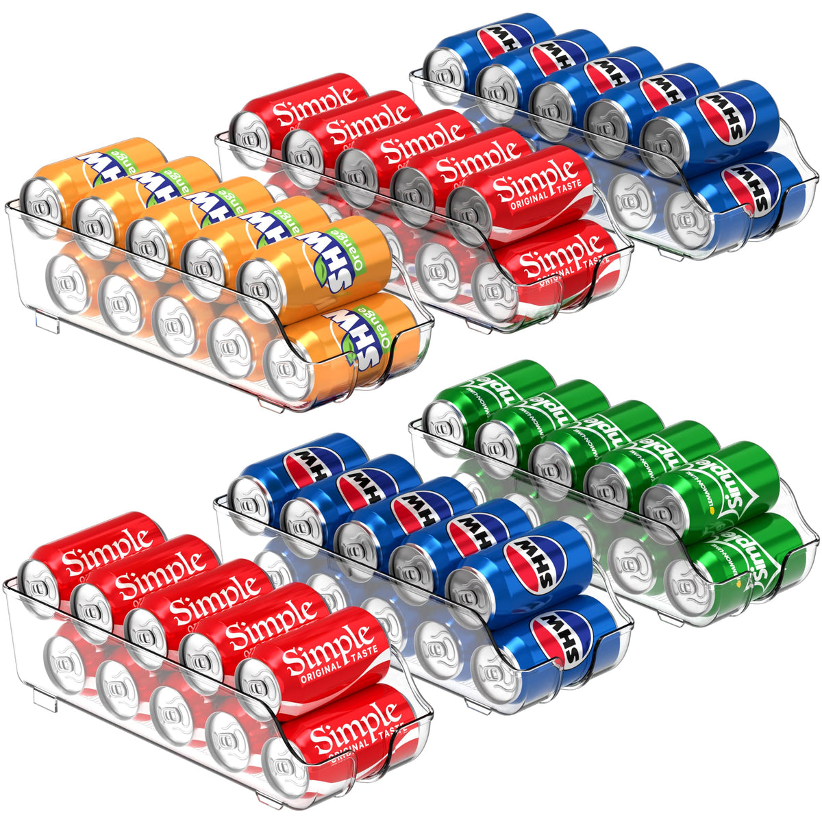 Simple Houseware six-pack can organizer neatly stacks standard 12 oz cans.