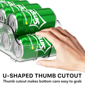 Tilted base guides cans forward in Simple Houseware organizer