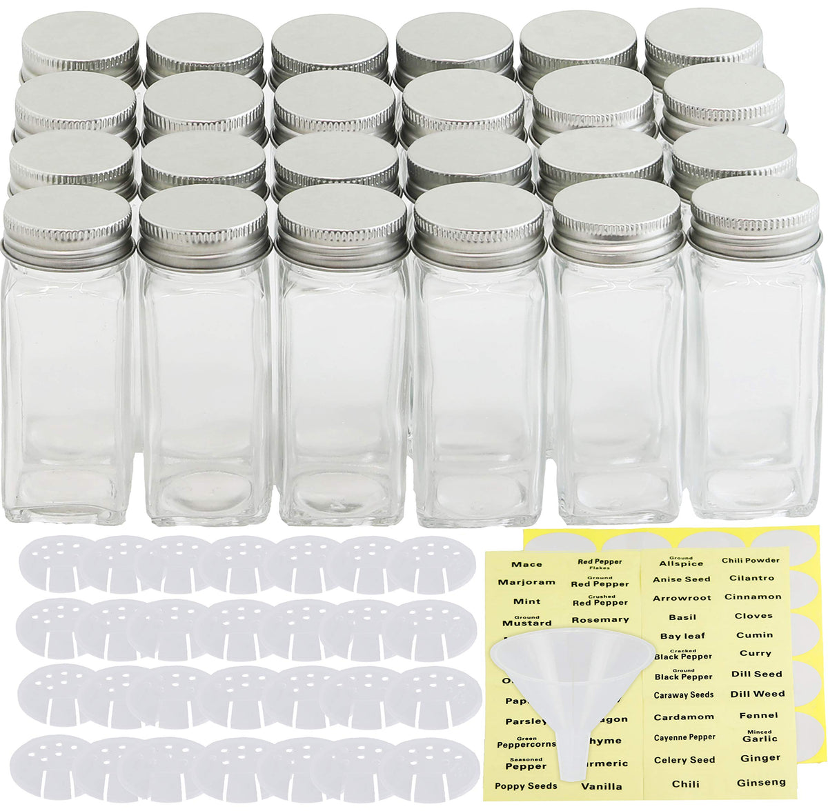 Simple Houseware spice jars with shaker lids for even dusting of spices.