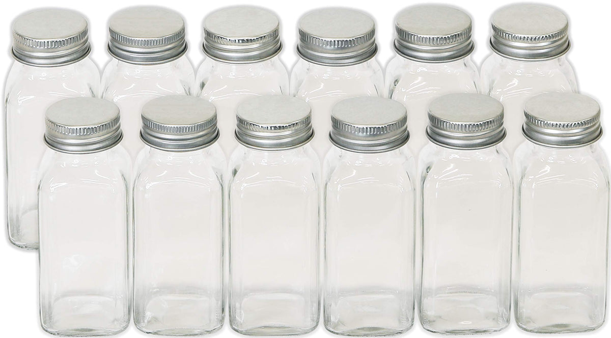Square bottle design by Simple Houseware fits neatly in spice racks.