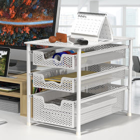 Simple Houseware stackable baskets show two-set configuration for space-saving storage.