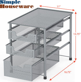 Simple Houseware silver finish 3-tier basket ideal for kitchen cabinets