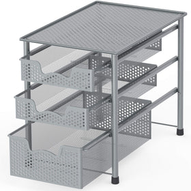 Simple Houseware stackable 3-tier basket top view for compact storage