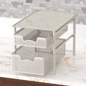 Simple Houseware kitchen bathroom storage solution helps gain cabinet and pantry space.