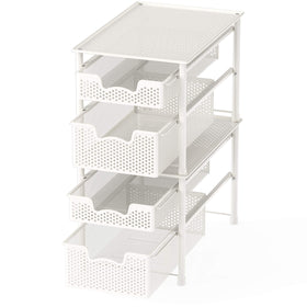Simple Houseware no-drill assembly shown, quick setup frees cupboard space.