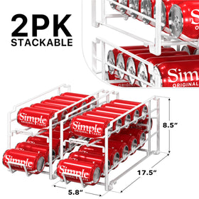 Simple Houseware white stackable beverage can dispenser rack side view compact profile saves pantry space.