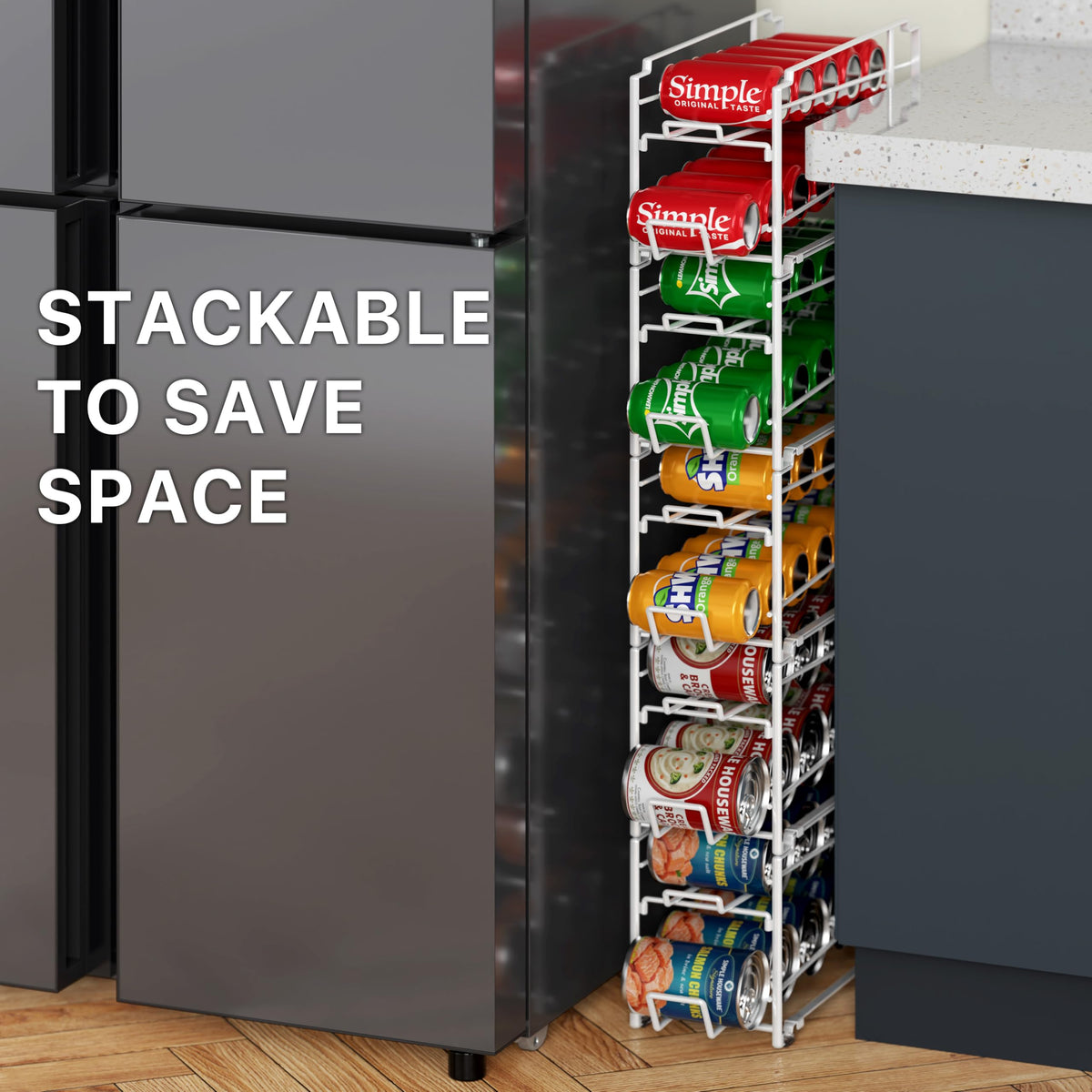 Simple Houseware stackable design enhances cabinet organization for easy meal prep.