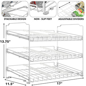 Simple Houseware rack side view highlights angled shelves for easy, first-in-first-out can access.