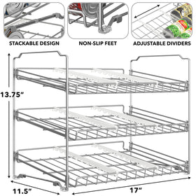 Three-tier design holds up to 36 cans for easy rotation and access.