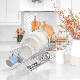 Simple Houseware chrome rack, durable metal construction for daily use.