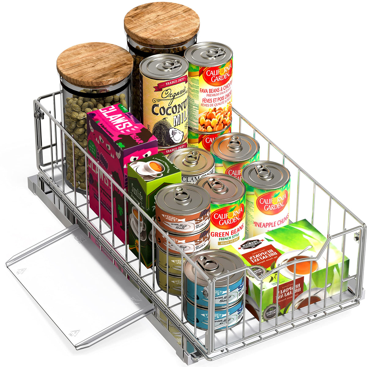 Simple Houseware sturdy metal wire frame offers durable cabinet storage.