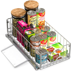 Simple Houseware sturdy metal wire frame offers durable cabinet storage.