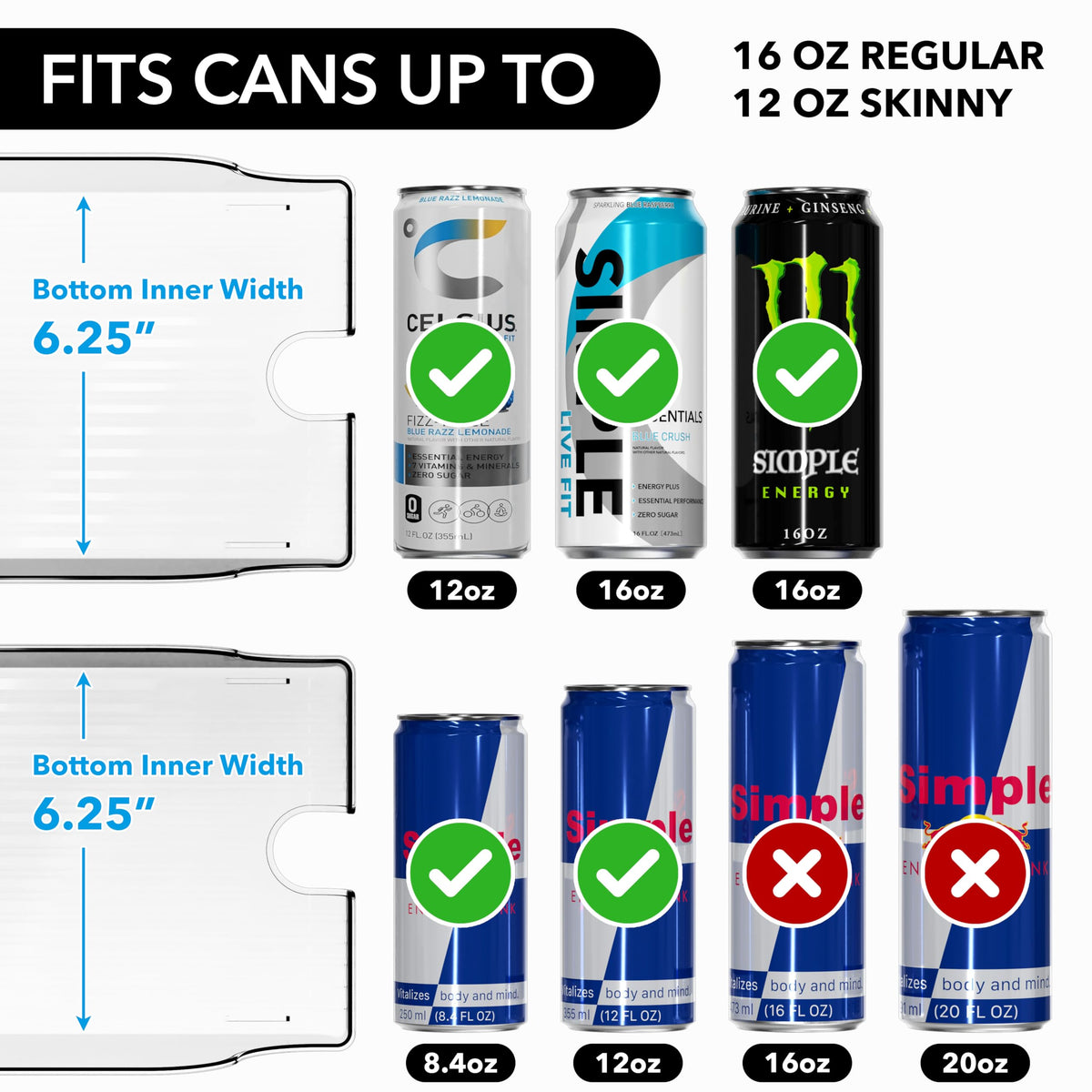 Simple Houseware organizer tilt view showing cans rolling forward for easy reach