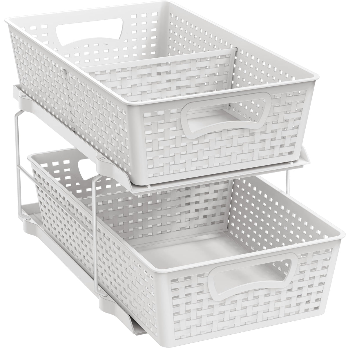 Simple Houseware two-tier bathroom organizer with a drawer for efficient storage