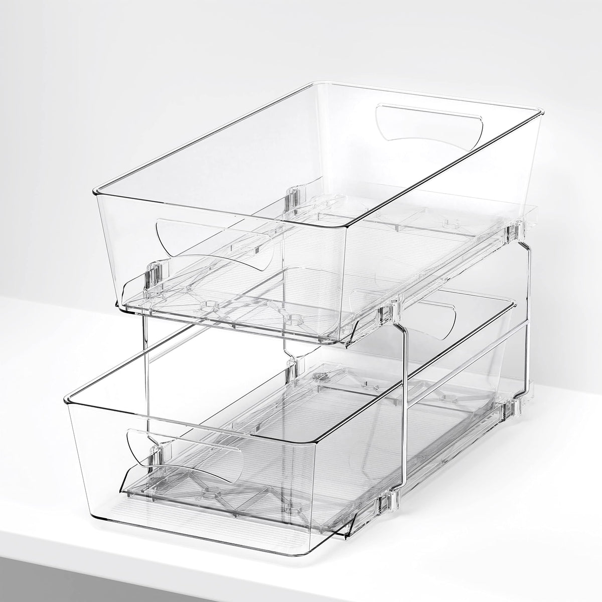 Simple Houseware two-tier organizer fits cabinets, desks, and countertops.