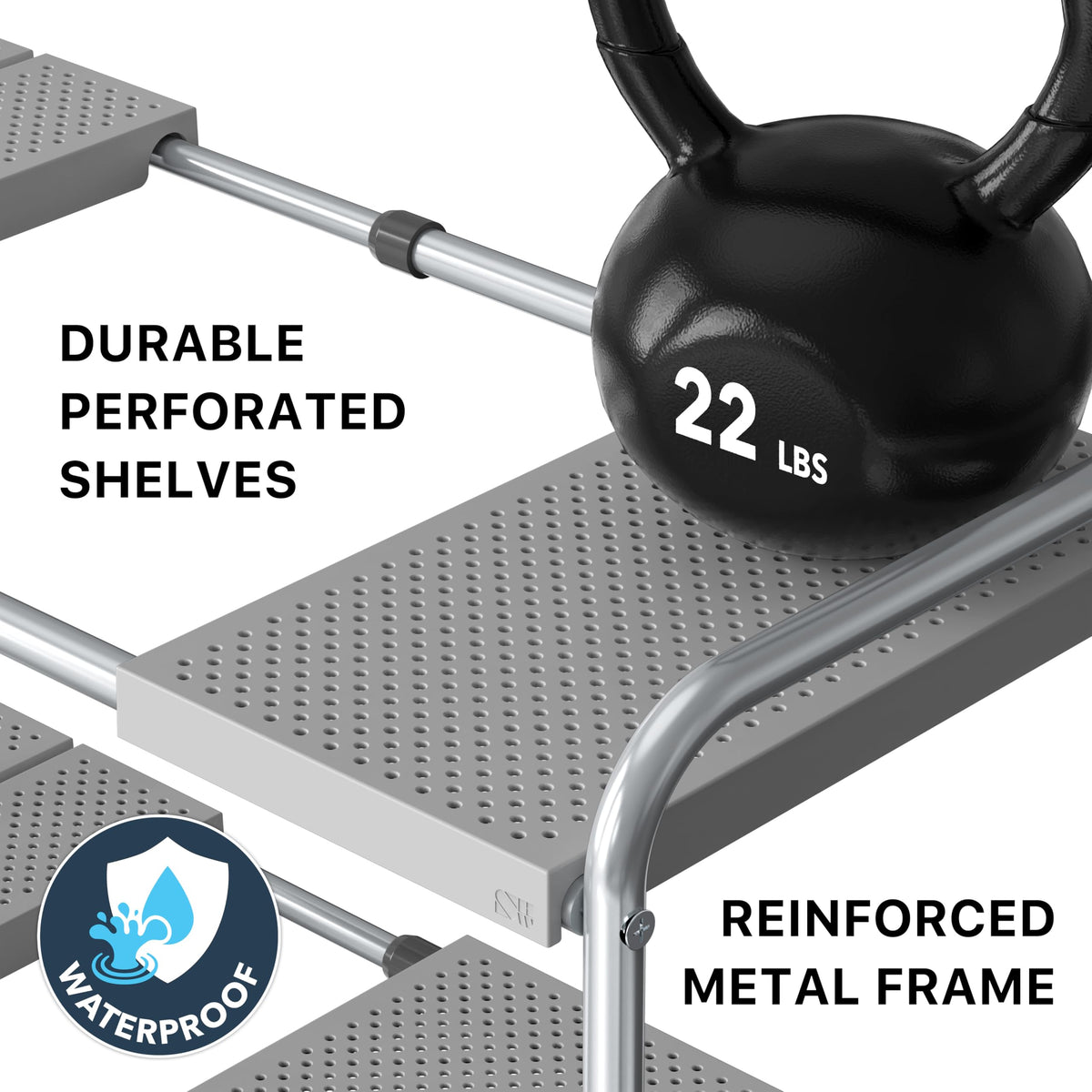 Simple Houseware under-sink rack includes anti-slip feet for stable placement.