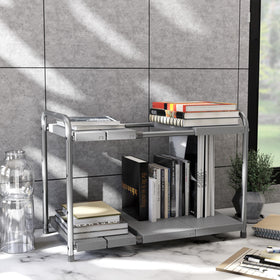 Simple Houseware under-sink 2-tier rack measures 11.75 D and 15.75–25 W by 15.25 H.