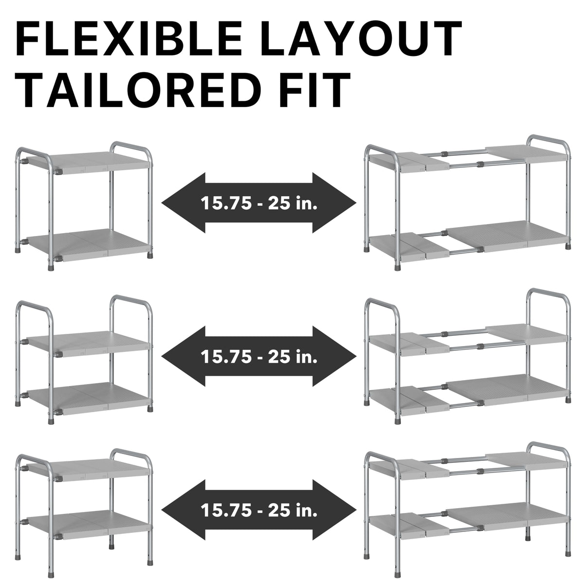 Simple Houseware under-sink 2-tier rack has reinforced frame for sturdy daily use.