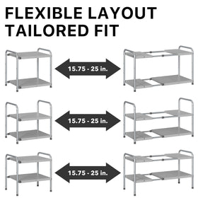Simple Houseware under-sink 2-tier rack has reinforced frame for sturdy daily use.