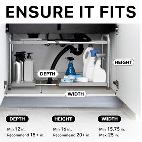 Simple Houseware under-sink 2-tier rack features removable panels for flexible setup.