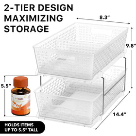 Simple Houseware under-sink storage basket offers durable perforated design for humid environments.
